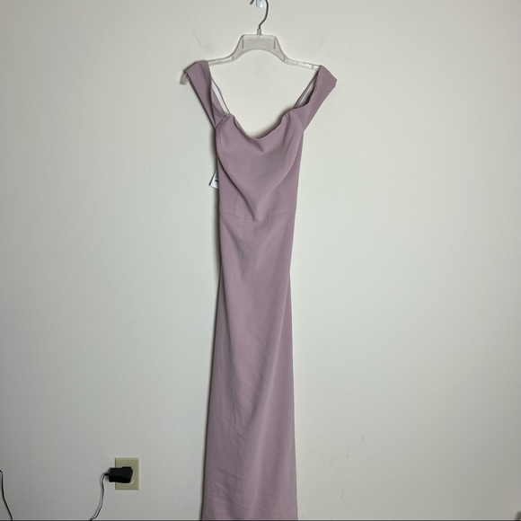 NWT Dessy Collection Larkspur 2987 Suede Rose Off the Shoulder Cross Dre… - Picture 4 of 11